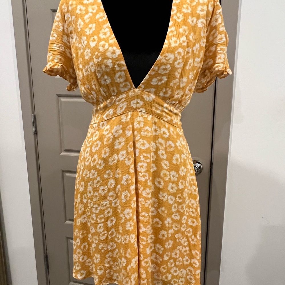 Lulu's Mustard Floral Mini Dress